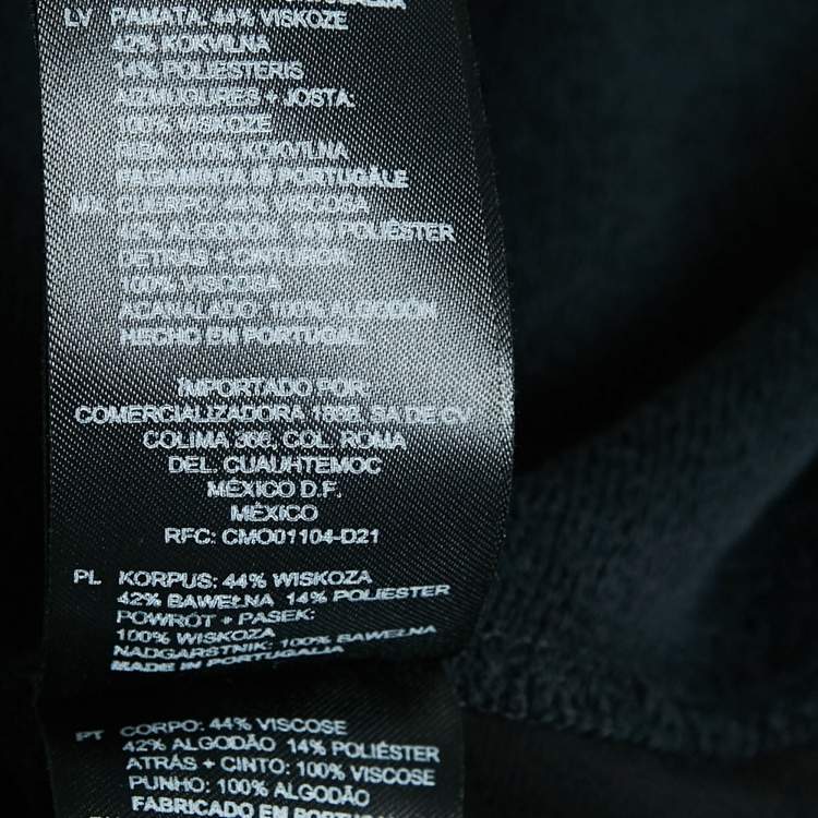 Pre Owned Sandro Black Jersey and Satin Tie-Up Waist Sweatshirt L