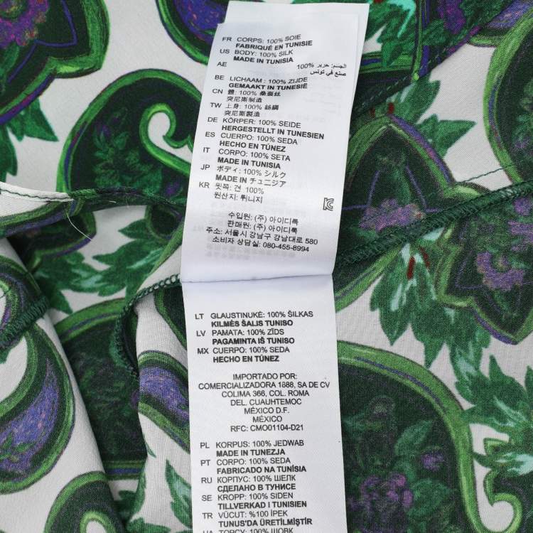 Pre Owned Sandro Green Paisley Print Silk Neck Tie Mini Dress S