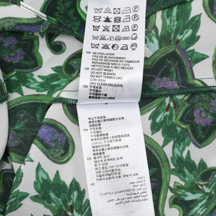 Pre Owned Sandro Green Paisley Print Silk Neck Tie Mini Dress S