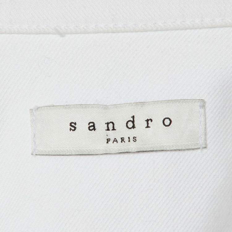 Pre Owned Sandro White Denim Raw Edge Detail Jacket M