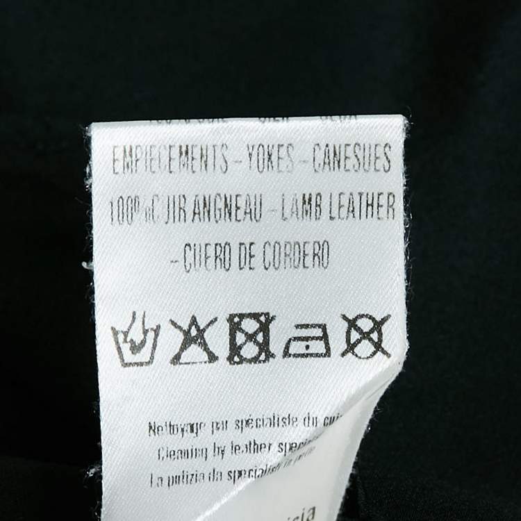 Pre Owned Sandro Black Silk Leather Trimmed Top M