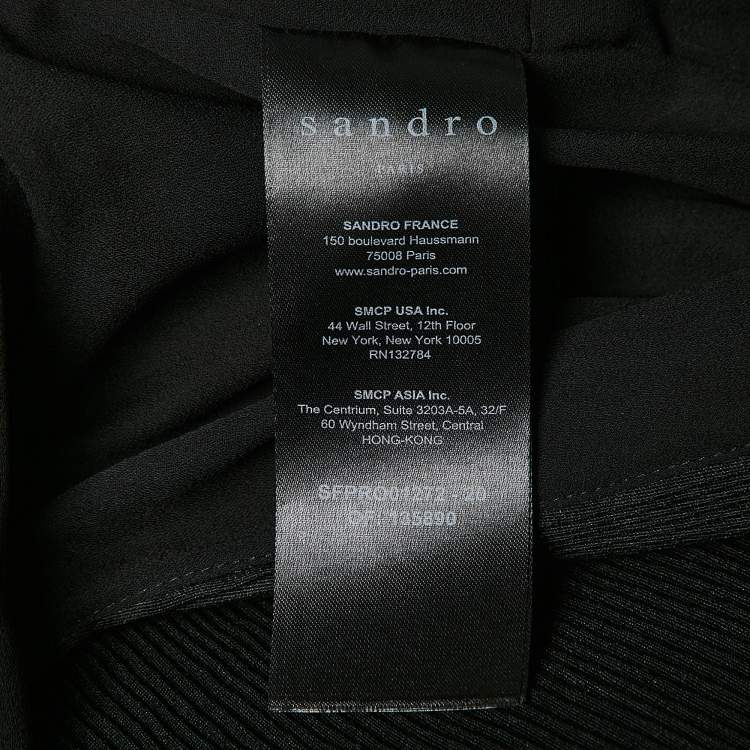 Pre Owned Sandro Black Crepe Pleated Odette Mini Dress XS