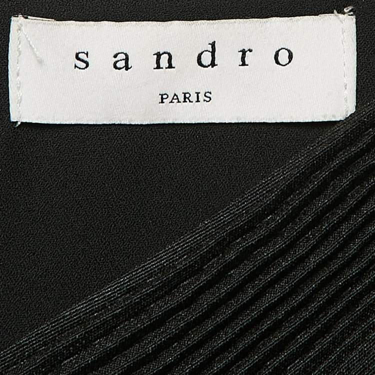Pre Owned Sandro Black Crepe Pleated Odette Mini Dress XS