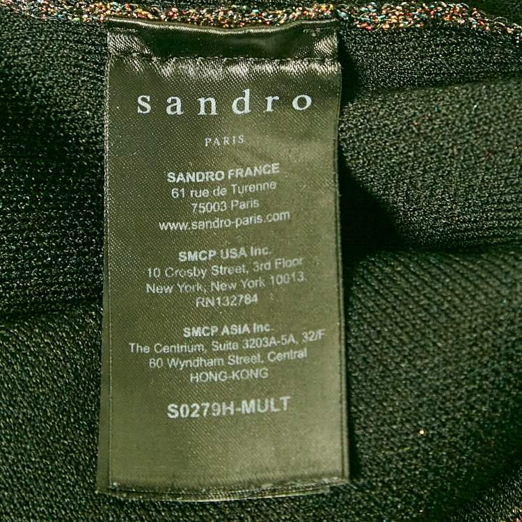 Pre Owned Sandro Metallic Lurex Knit Crew Neck Top M