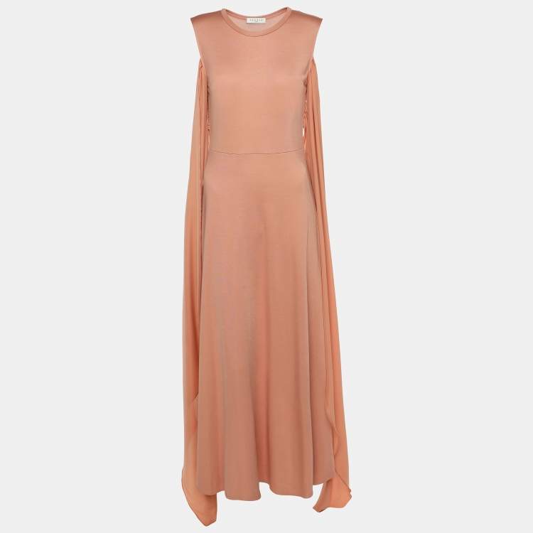 Pre Owned Sandro Beige Jersey Sleeveless Tie Front Dress M