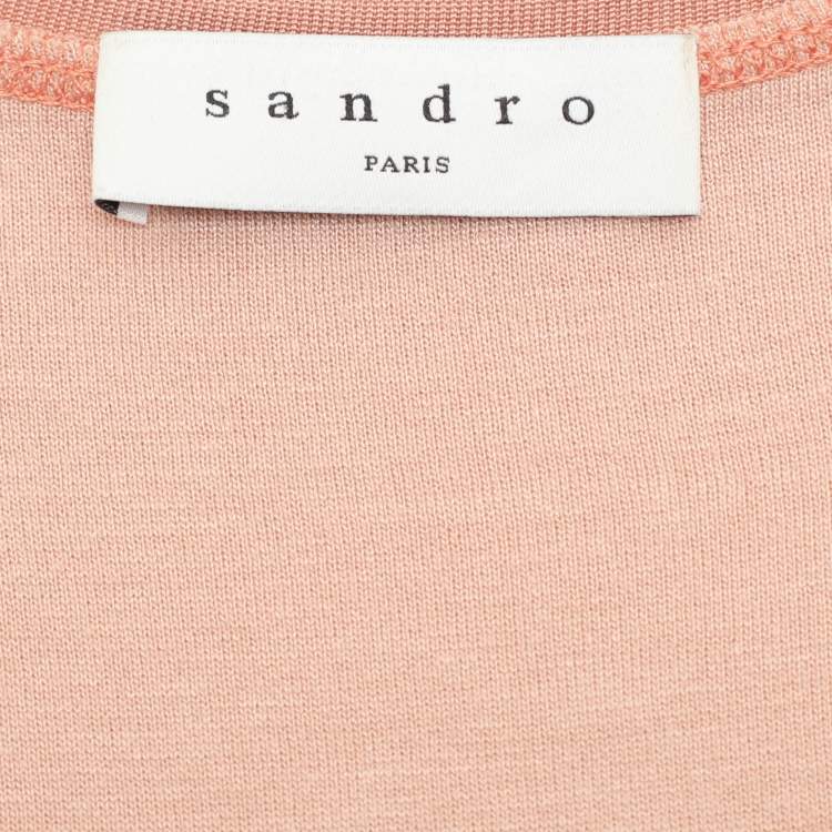 Pre Owned Sandro Beige Jersey Sleeveless Tie Front Dress M