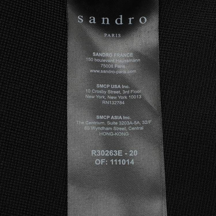 Pre Owned Sandro Black Knit Fabric Sleeveless Midi Dress M