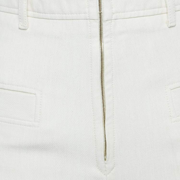 Pre Owned Sandro Off-White Lyocell Blend Wide-Leg Trousers S