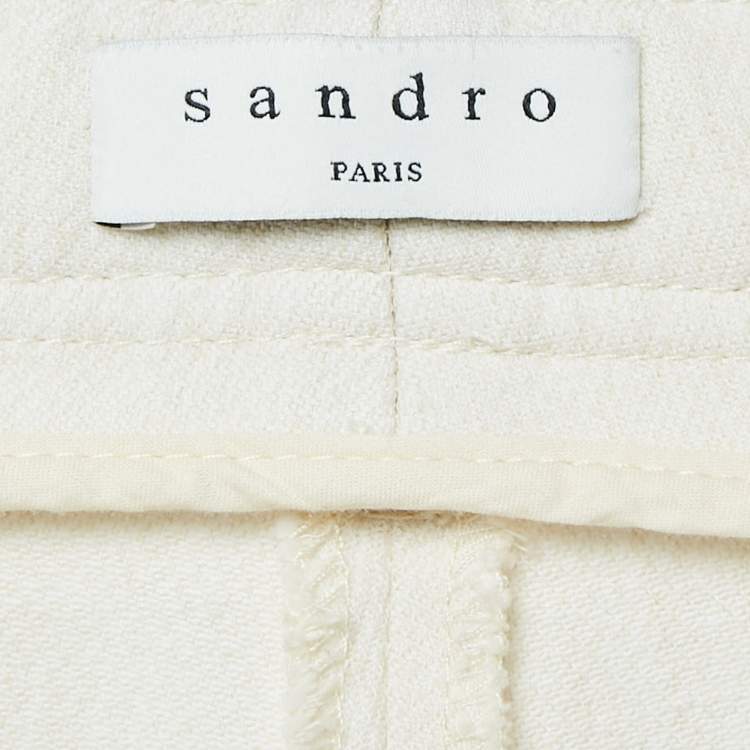 Pre Owned Sandro Off-White Lyocell Blend Wide-Leg Trousers S