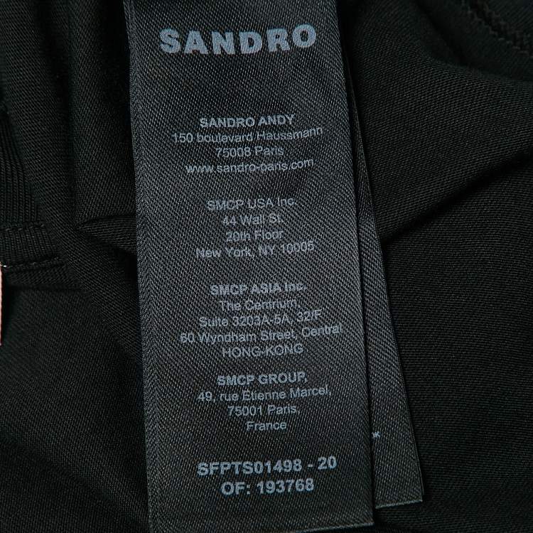 Pre Owned Sandro Black Rhinestone Jersey Tie-Front T-Shirt XS
