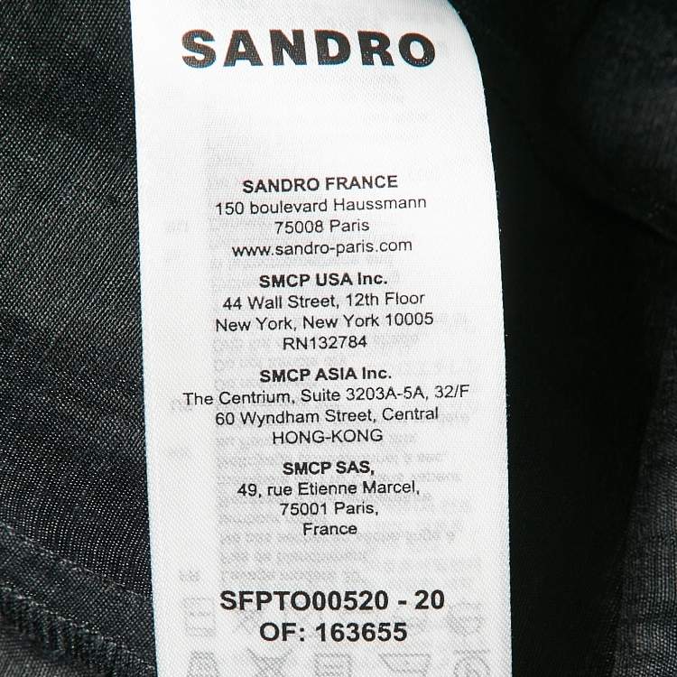 Pre Owned Sandro Black Linen Blend Folie Ruffled Crop Top M