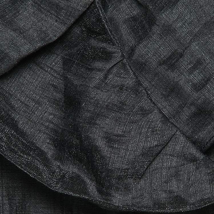 Pre Owned Sandro Black Linen Blend Folie Ruffled Crop Top M