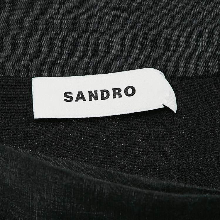 Pre Owned Sandro Black Linen Blend Ruffled Midi Wrap Skirt M