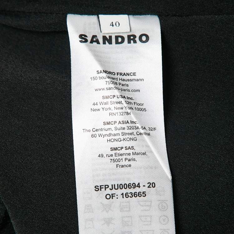 Pre Owned Sandro Black Linen Blend Ruffled Midi Wrap Skirt M