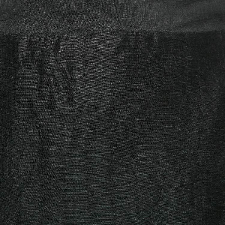 Pre Owned Sandro Black Linen Blend Ruffled Midi Wrap Skirt M