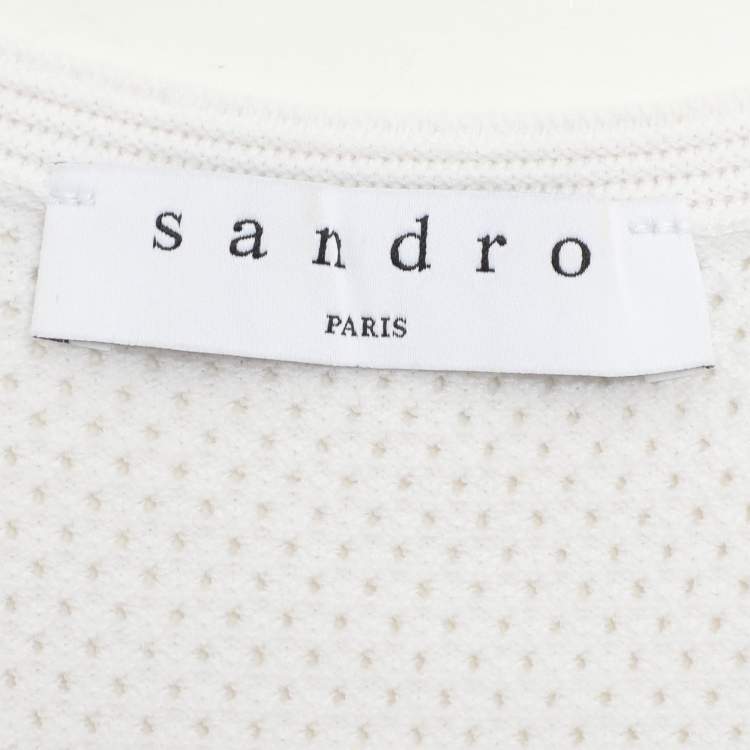 Pre Owned Sandro White Stretch Knit Fabric Mini Dress S