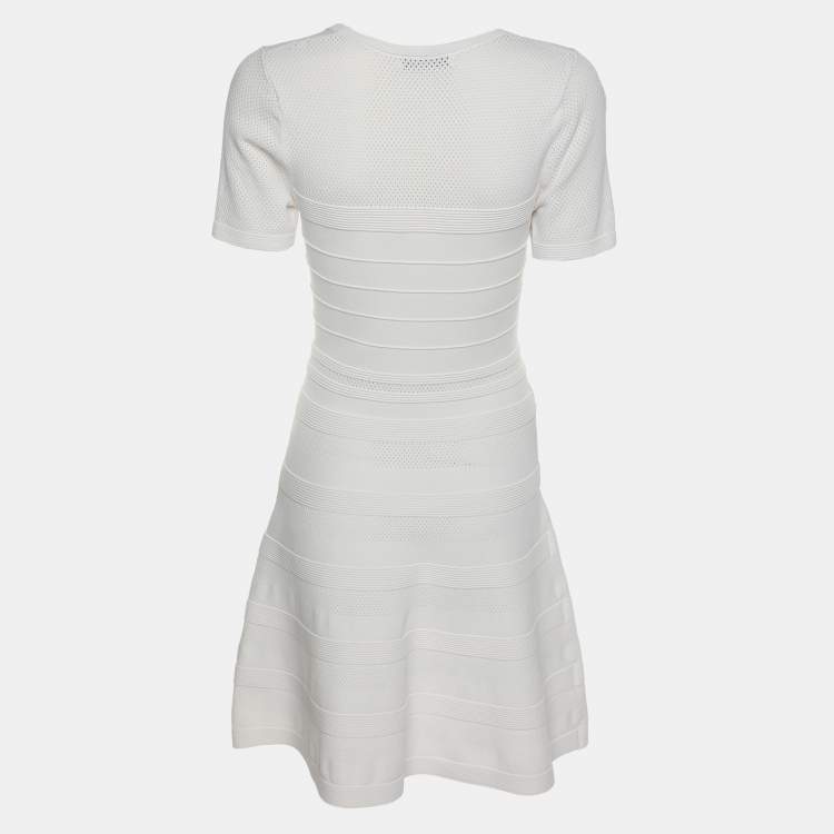 Pre Owned Sandro White Stretch Knit Fabric Mini Dress S