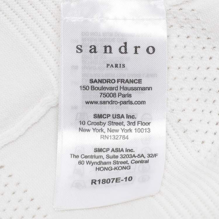 Pre Owned Sandro White Stretch Knit Fabric Mini Dress S