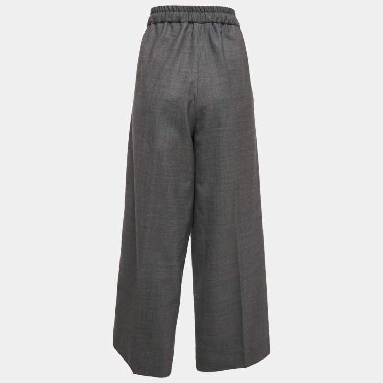 Pre Owned Sandro Grey Wool Blend Straight-Leg Trousers XL