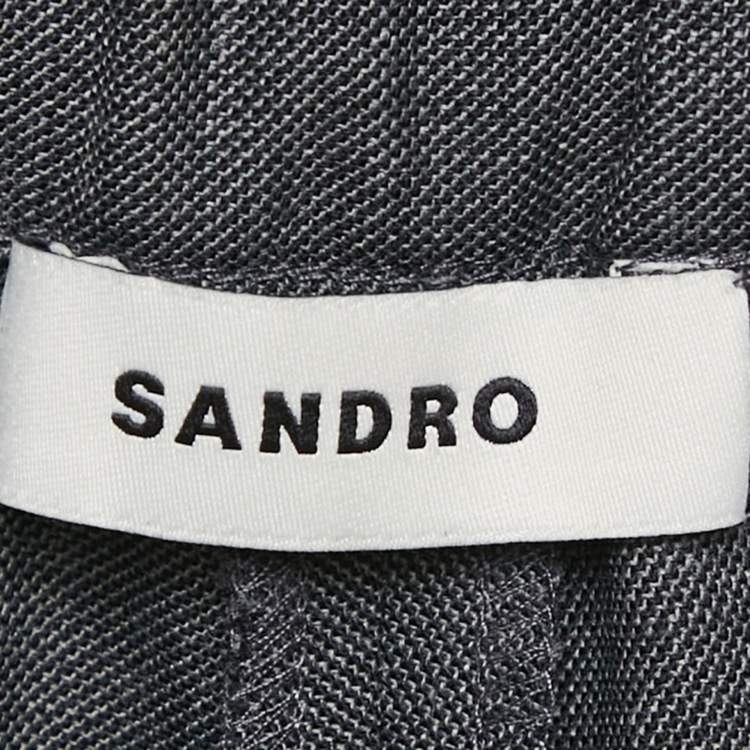 Pre Owned Sandro Grey Wool Blend Straight-Leg Trousers XL