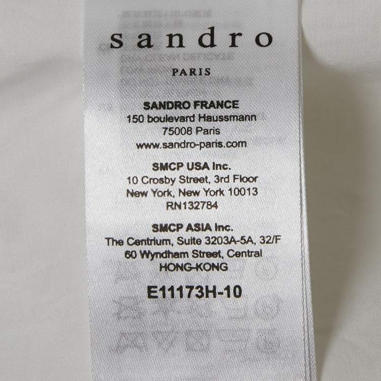 Pre Owned Sandro White Cotton Lace Trimmed A-Line Blouse L