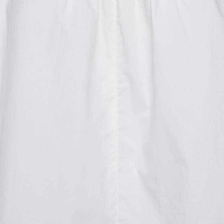 Pre Owned Sandro White Cotton Lace Trimmed A-Line Blouse L