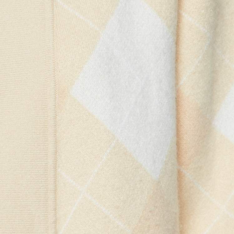 Pre Owned Sandro Beige Glenda Argyle Wool Knit Cardigan L