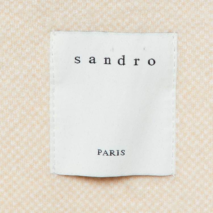Pre Owned Sandro Beige Glenda Argyle Wool Knit Cardigan L