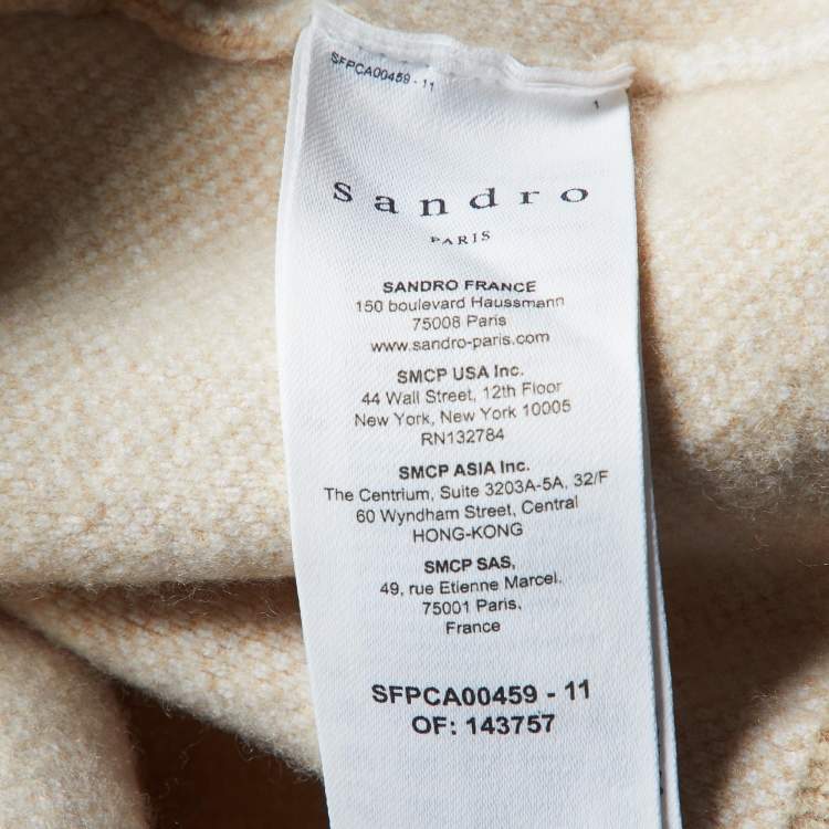 Pre Owned Sandro Beige Glenda Argyle Wool Knit Cardigan L