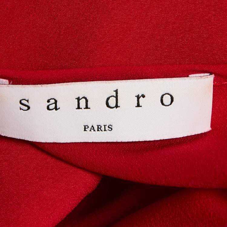 Pre Owned Sandro Red Guipure Lace Mini Dress S
