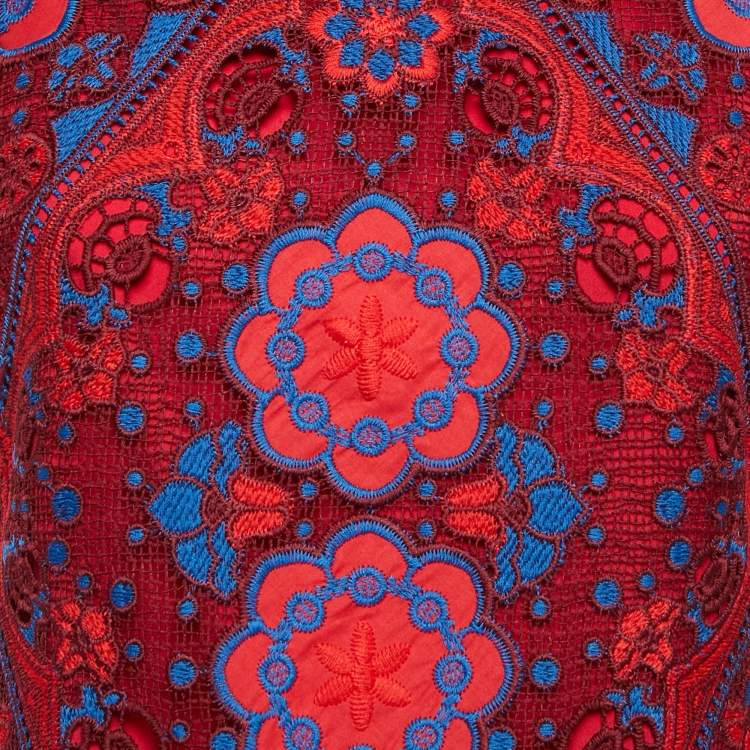 Pre Owned Sandro Red Guipure Lace Mini Dress S