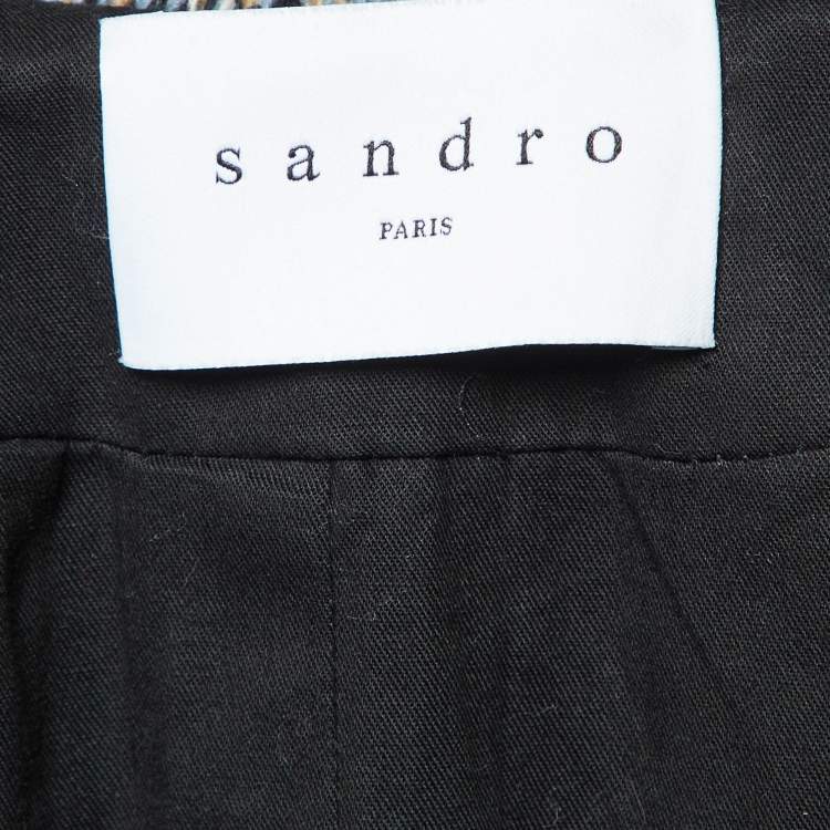 Pre Owned Sandro Black Striped Cotton Open Front Jacket S