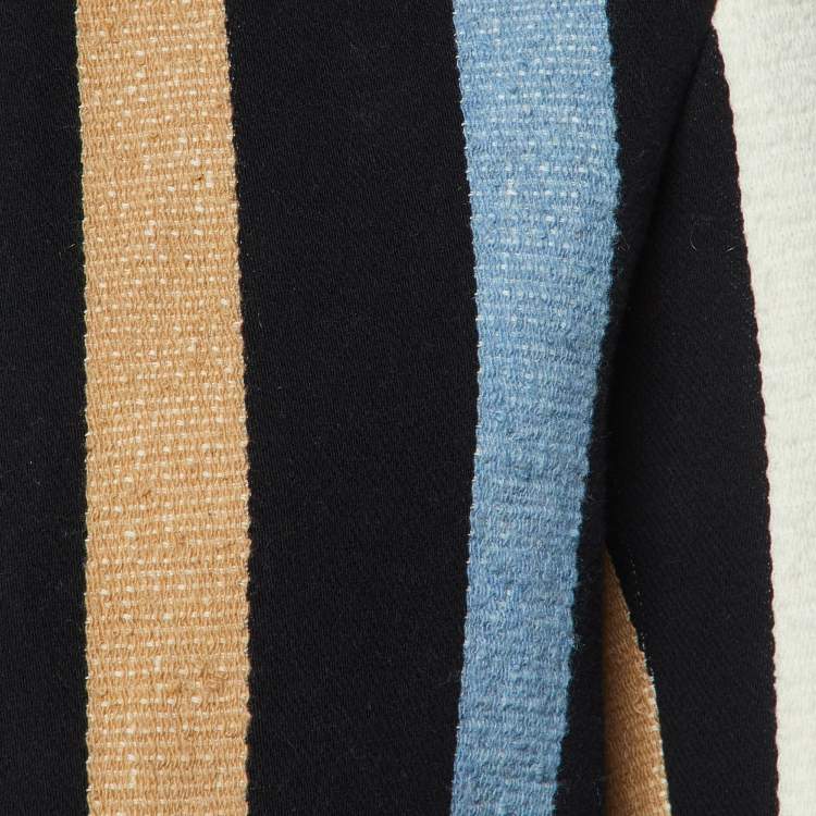 Pre Owned Sandro Black Striped Cotton Open Front Jacket S