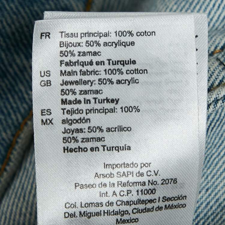 Pre Owned Sandro Blue Mirror Studded Denim Jacket M