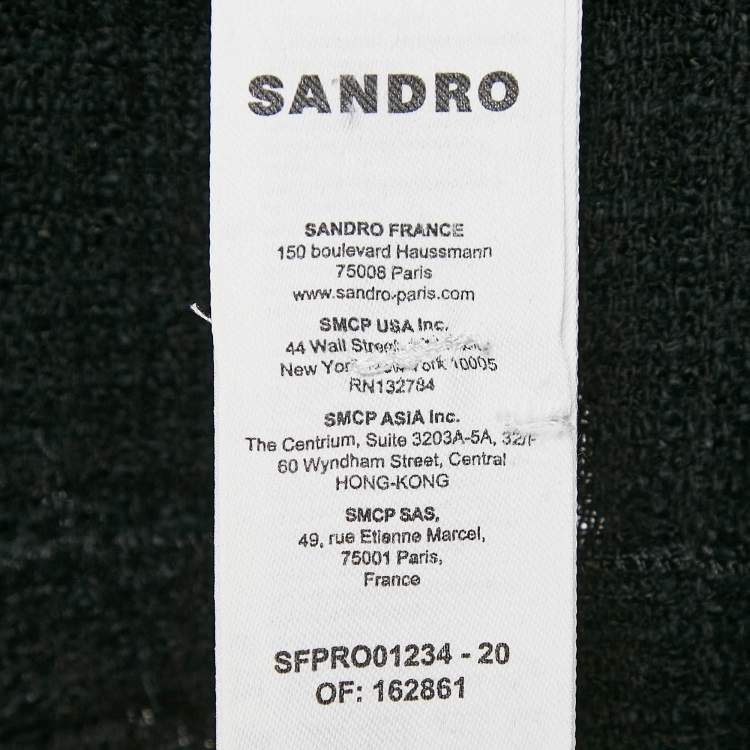 Pre Owned Sandro Black Tweed Double Breasted Mini Dress M