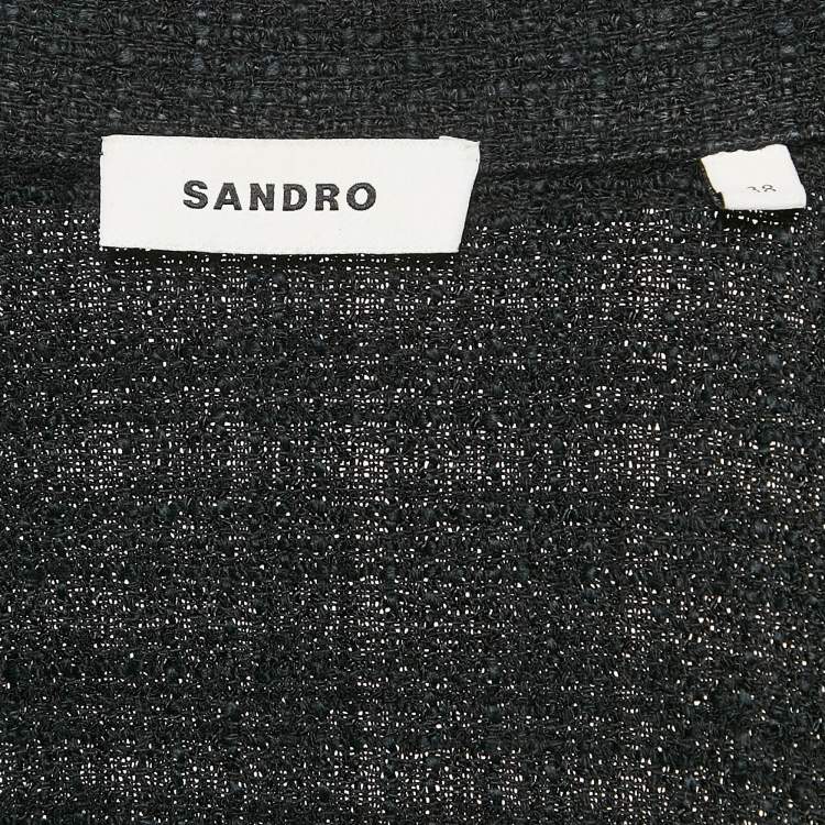 Pre Owned Sandro Black Tweed Double Breasted Mini Dress M
