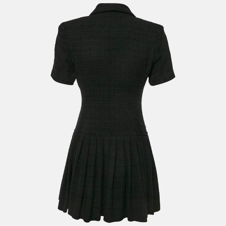 Pre Owned Sandro Black Tweed Double Breasted Mini Dress M