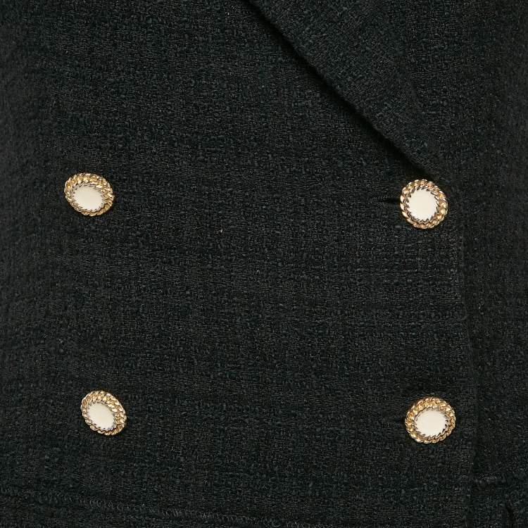 Pre Owned Sandro Black Tweed Double Breasted Mini Dress M