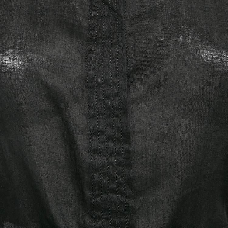 Pre Owned Sandro Black Ramie Belted Button Front Blouse M