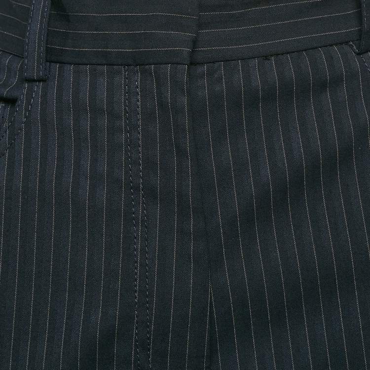Pre Owned Sandro Navy Blue Pinstripe Herringbone Trousers L