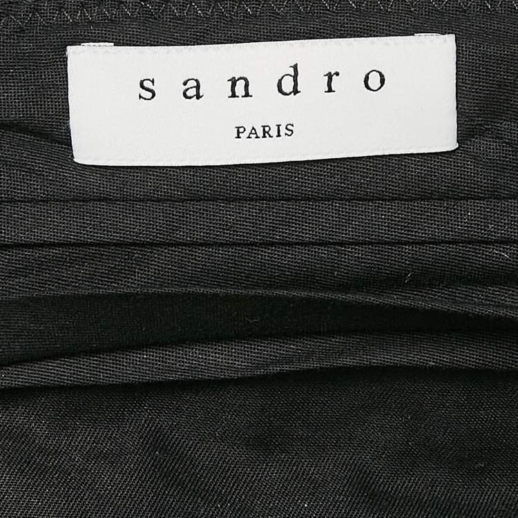 Pre Owned Sandro Navy Blue Pinstripe Herringbone Trousers L