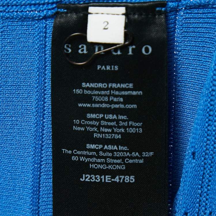 Pre Owned Sandro Blue Knit Pleat Effect Mini Skirt M