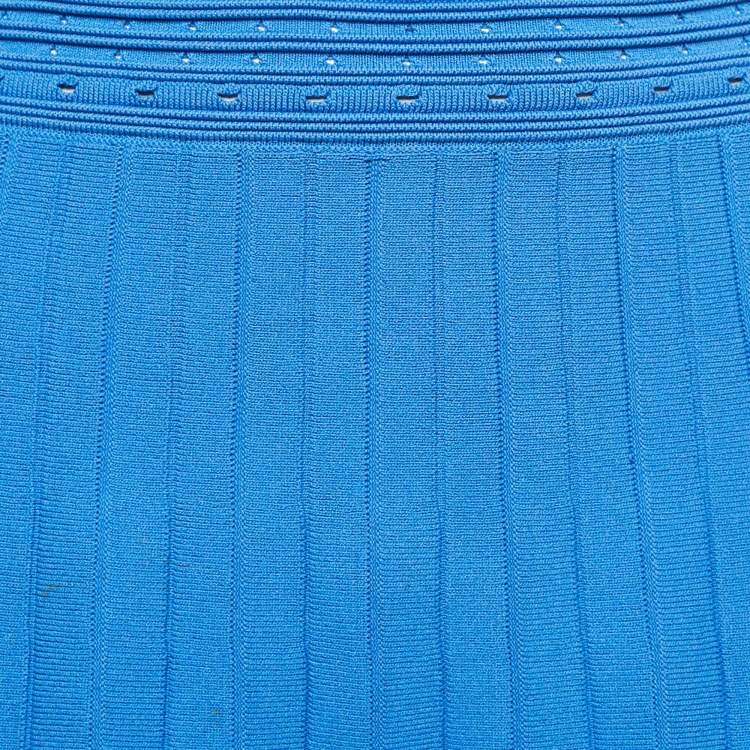 Pre Owned Sandro Blue Knit Pleat Effect Mini Skirt M