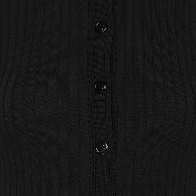 Pre Owned Sandro Black/Cream Stretch Knit Long Dress S