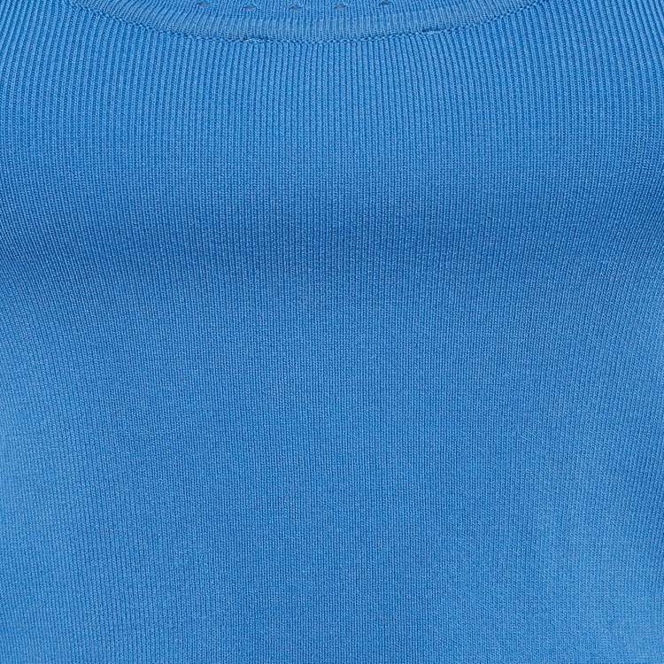 Pre Owned Sandro Blue Stretch Knit Eyelet Quincy Top S