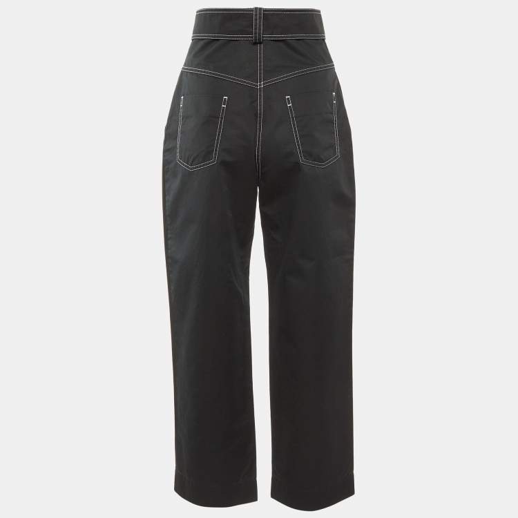 Pre Owned Sandro Black Cotton Gatiene Tapered Trousers S