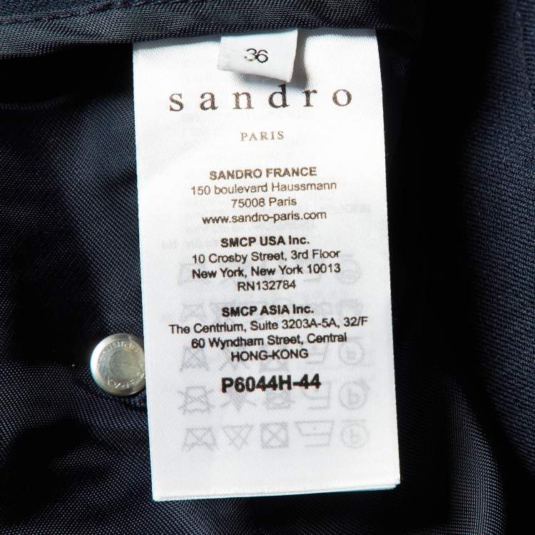Pre Owned Sandro Navy Blue Cotton Blend Straight Fit Cropped Trousers S