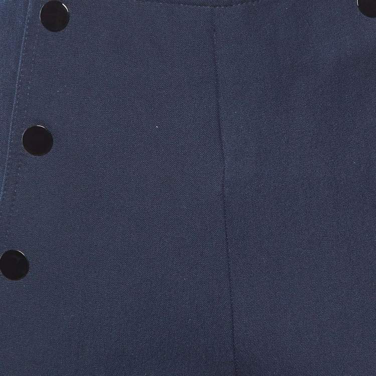 Pre Owned Sandro Navy Blue Cotton Blend Straight Fit Cropped Trousers S