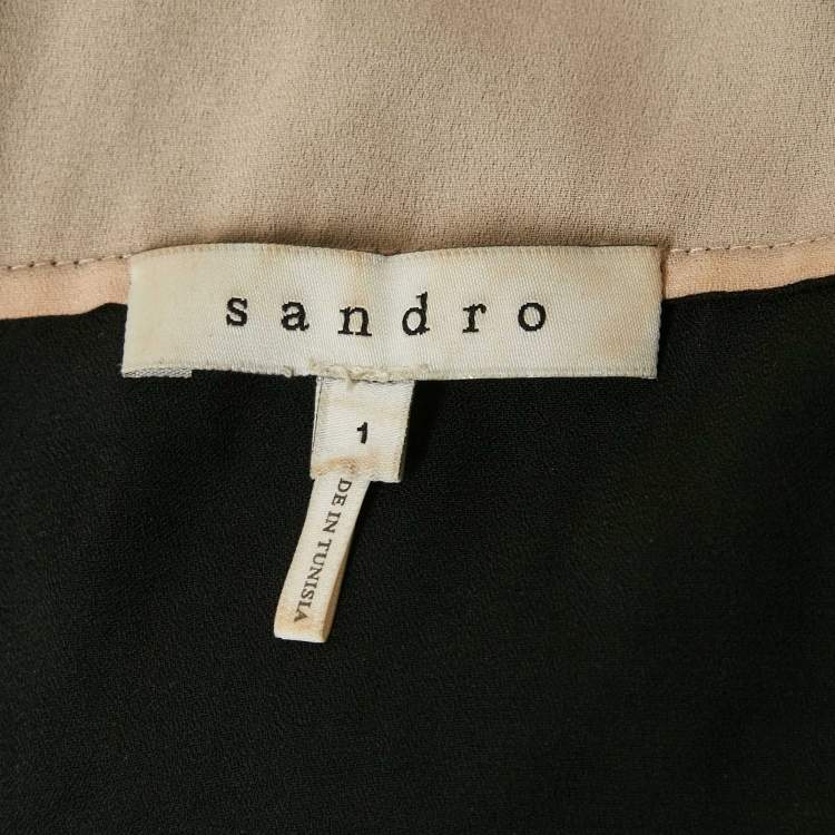 Pre Owned Sandro Black Lace Sheer Pleated Mini Dress S