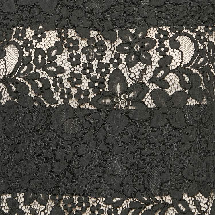Pre Owned Sandro Black Lace Sheer Pleated Mini Dress S